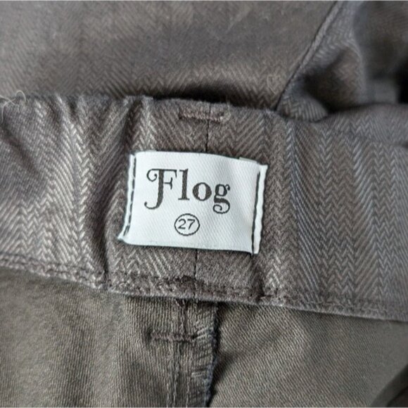 Bevy Flog Dafna Pants 27 NEW Black Herringbone Faux Leather Skinny Pull On - Picture 5 of 6